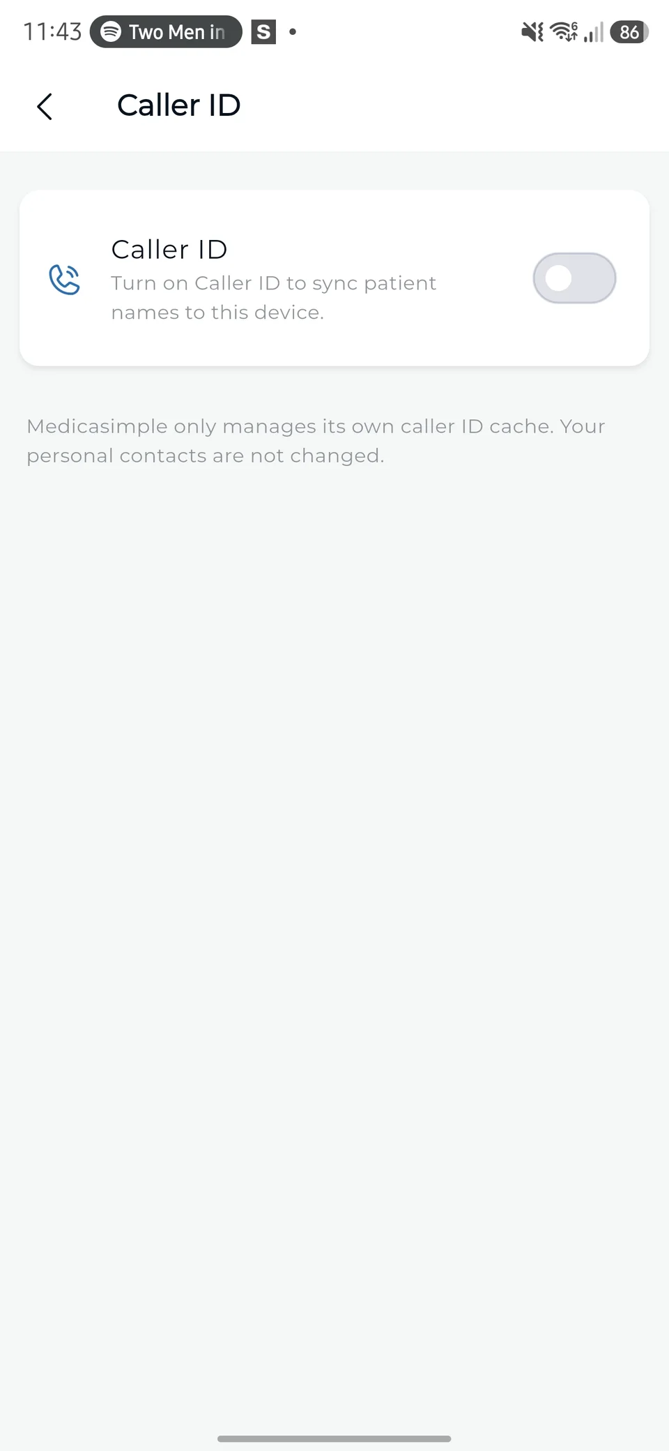 Caller ID vor der Aktivierung auf Android.