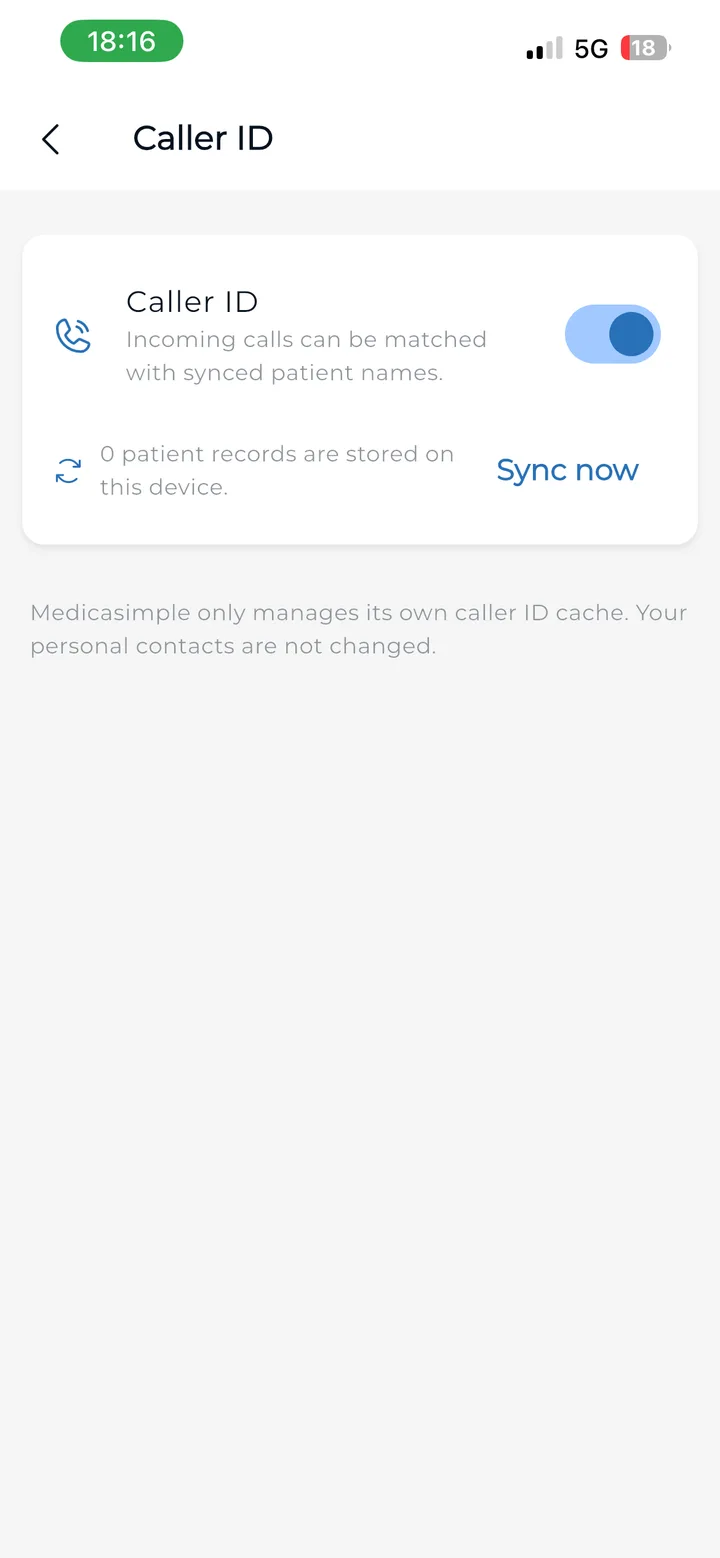 Caller ID synchronisiert auf dem iPhone.