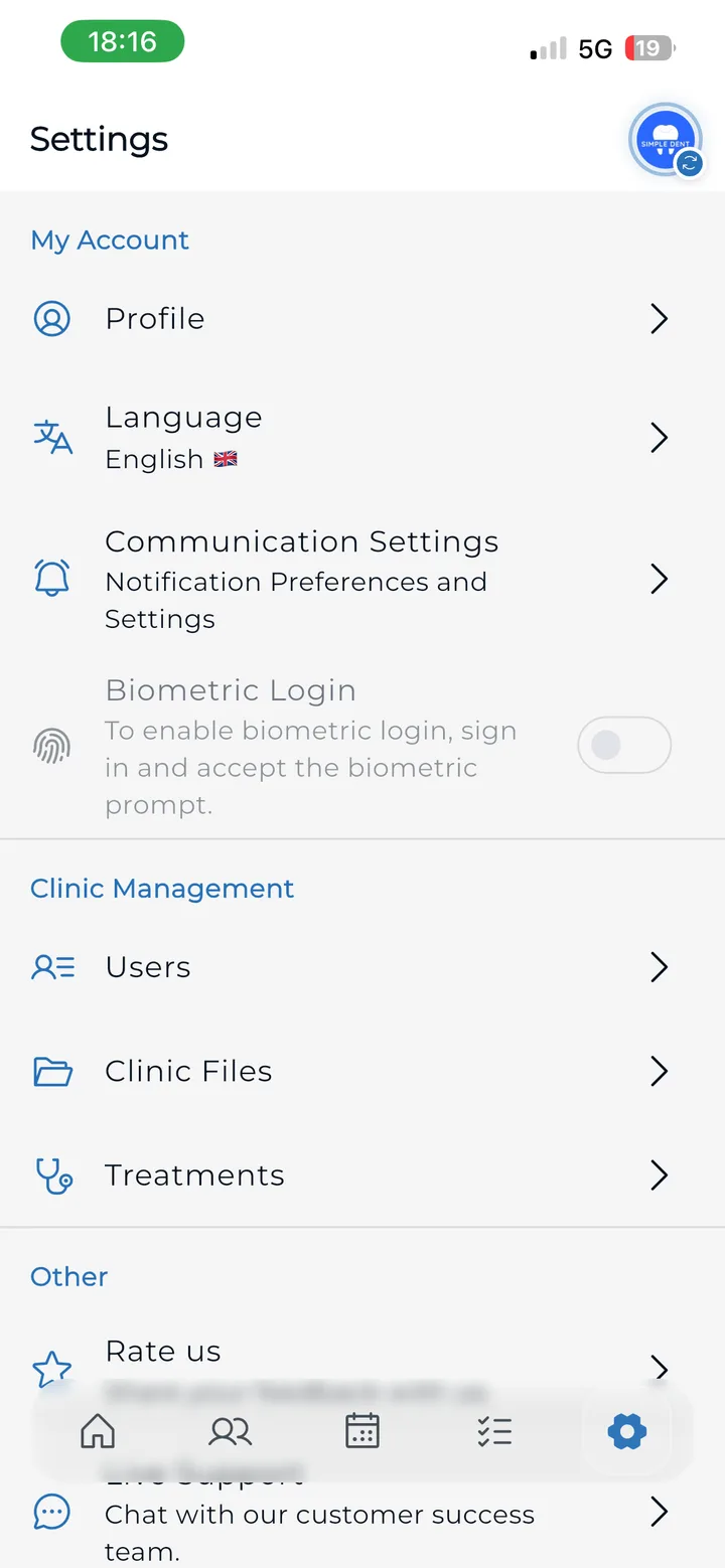 Medicasimple Settings auf dem iPhone.